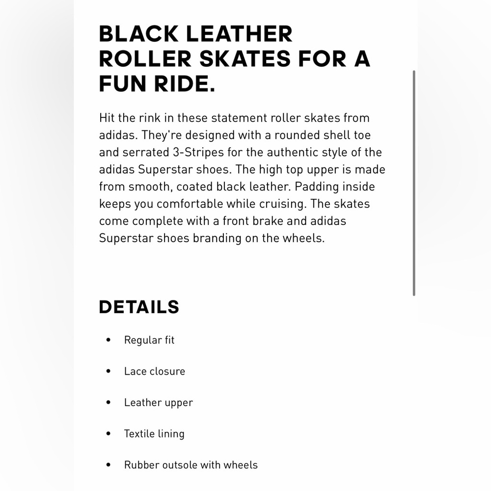 Adidas Women’s Superstar 82 Black & White Roller Skate - Picture 8 of 9